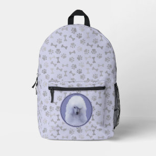 Mochila Impresa Pintura de Caniche Estándar Blanco - Arte Original