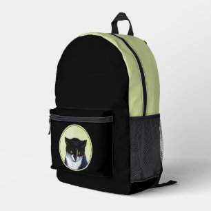 Mochila Impresa Pintura de gatos de Tuxedo - Arte de gatos origina