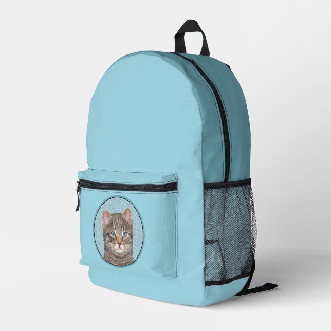 Mochila Impresa Pintura de gatos en la mesa gris - Arte de gatos o (Esquina derecha trasera )