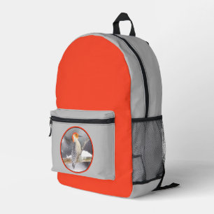 Mochila Impresa Pintura de pájaro de madera roja