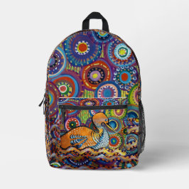 Mochila Impresa pintura de pato retro