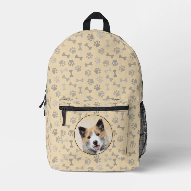 Mochila Impresa Pintura de perro pastor islandés - Arte original d (Anverso)