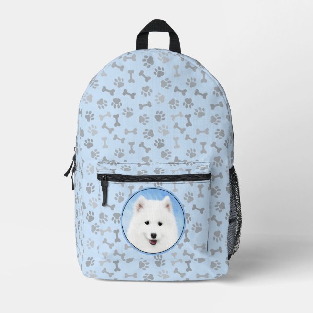 Mochila Impresa Pintura de pimienta de Samoyed - Arte Perro Origin (Anverso)