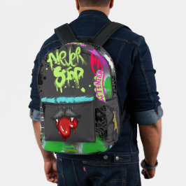 Mochila Impresa Pintura de pulverización Streetart de corazón para