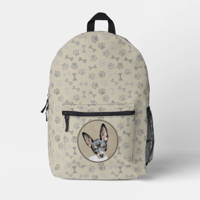 Mochila Impresa Pintura de Rat Terrier - Arte Perro Original. (Anverso)