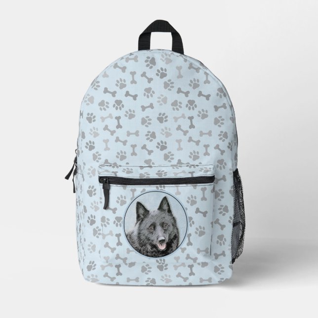 Mochila Impresa Pintura de Schipperke - Arte Perro Original Cuto (Anverso)