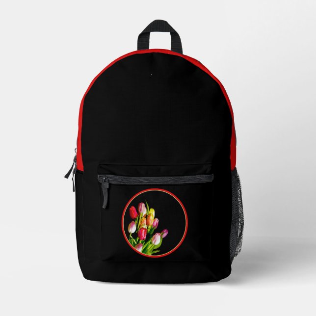Mochila Impresa Pintura de tulipán - Arte de flores original (Anverso)