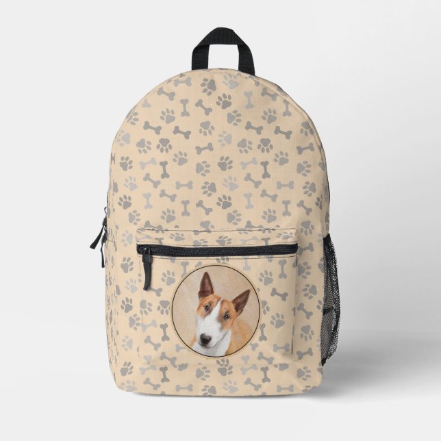 Mochila Impresa Pintura en miniatura de Bull Terrier - Arte origin (Anverso)