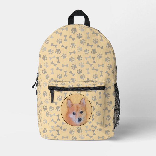 Mochila Impresa Pintura finlandesa de Spitz - Arte de perro origin (Anverso)