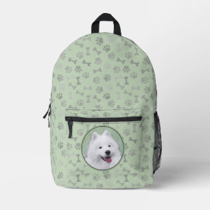 Mochila Impresa Pintura Samoyed - Arte Perro Original Cuto