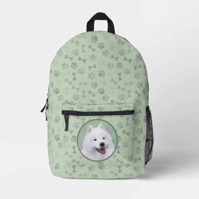 Mochila Impresa Pintura Samoyed - Arte Perro Original Cuto (Anverso)