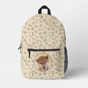 Mochila Impresa Pintura Shiba Inu (roja) - Arte Perro Original