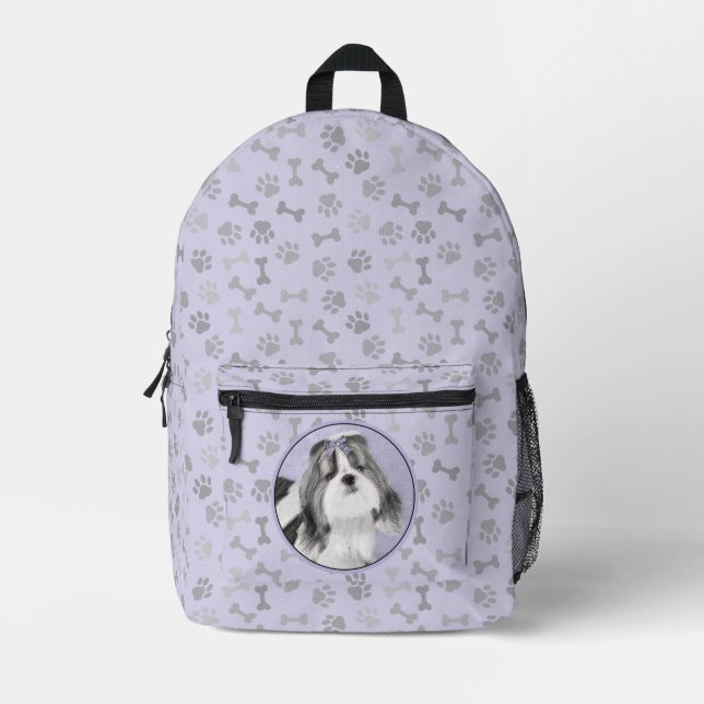 Mochila Impresa Pintura Shih Tzu - Arte Perro Original. (Anverso)