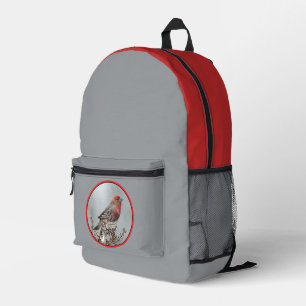 Mochila Impresa Pinzón Mexicano en la Nieve - Fotografía Original