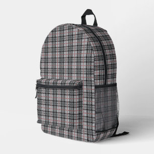 Mochila Impresa Pixel en gris con franja roja