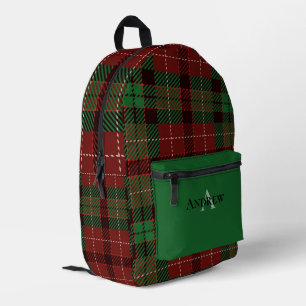 Mochila Impresa Plaid Personalizado Verde, Rojo, Negro