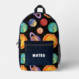 Mochila Impresa Planetas Coloridos y Estrellas Espacio Exterior Es