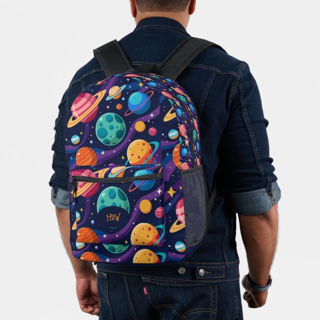 Mochila Impresa Planetas retro monogramados (Insitu (Modelo))