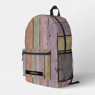 Mochila Impresa Plank de madera Pastel