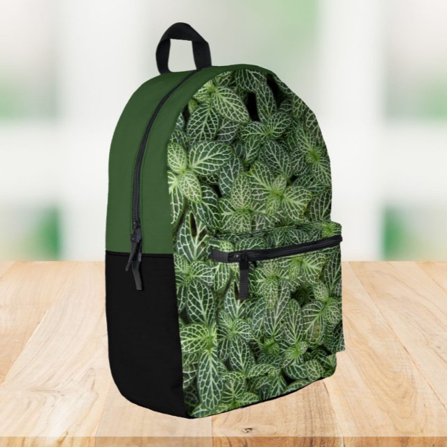 Mochila Impresa Planta de nervio verde deja flores (In Situ Angled)