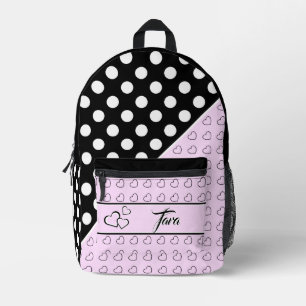 Mochila Impresa Plantilla de nombre 'Tara' - Negro, Rosa Y Blanco