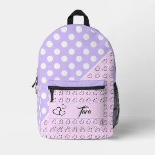 Mochila Impresa Plantilla De Nombre 'Tara' - Rosa Pastel Y Lavanda