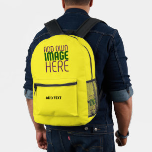 MOCHILA IMPRESA PLANTILLA DE TEXTO DE IMAGEN AMARILLA BRILLANTE ED