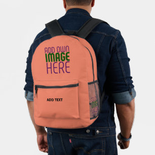 MOCHILA IMPRESA PLANTILLA DE TEXTO DE IMAGEN DE NARANJA CORAL EDIT