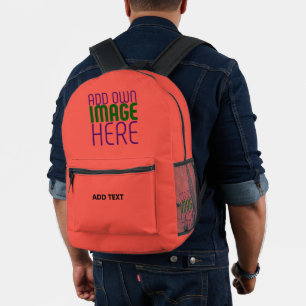 MOCHILA IMPRESA PLANTILLA DE TEXTO DE IMAGEN NARANJA ROJA EDITABLE