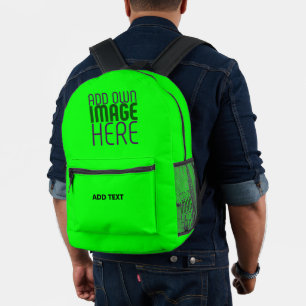 MOCHILA IMPRESA PLANTILLA DE TEXTO DE IMAGEN NEÓN VERDE EDITABLE M