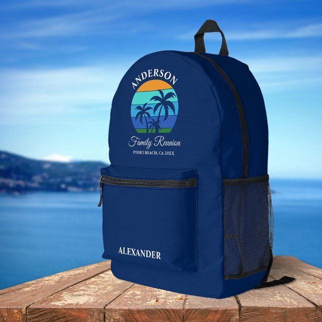 Mochila Impresa Playa de Verano de Verano de Reunión Familiar Palm (Customize to change text size or text style.)
