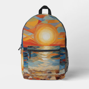 Mochila Impresa Playa mediterránea Sunrise Sunset Arte Moderno