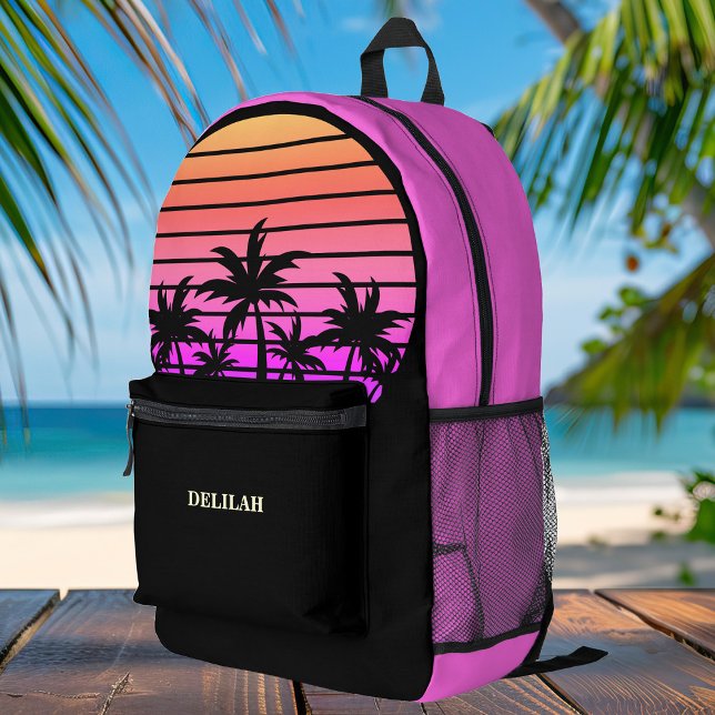 Mochila Impresa Playa Personalizado de Palmeras Negras Tropicales (Subido por el creador)