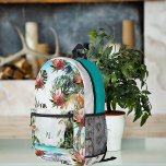 Mochila Impresa Playa Tropical Palm Floral | Monograma<br><div class="desc">Diseño monocasco a la moda. Personaliza con tu nombre, monograma, inicial o texto. Perfecto para todo lo que vayas, ya sea que vayas en coche, al gimnasio o al aire libre. Diseñar mochilas personalizadas para la escuela, el trabajo o las aventuras salvajes. ¡Consigue uno por ti mismo! Prepárate para un...</div>