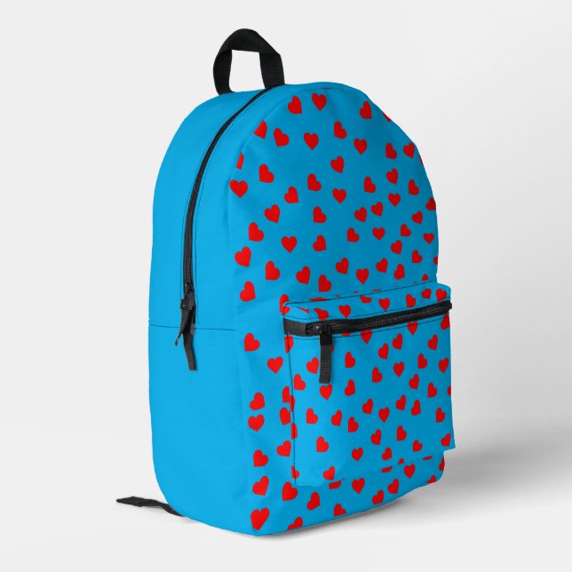 Mochila Impresa Playful Red Hearts Sky Blue (Esquina izquierda trasera)