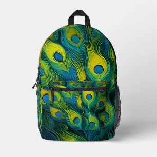Mochila Impresa Pluma de pavo real