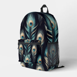 Mochila Impresa Plumas de pavo real