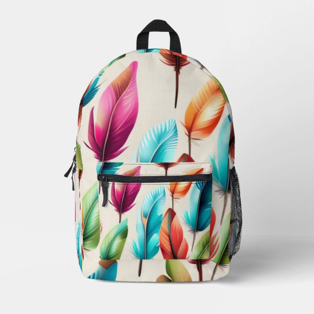 Mochila Impresa Plumas Destellantes (Anverso)