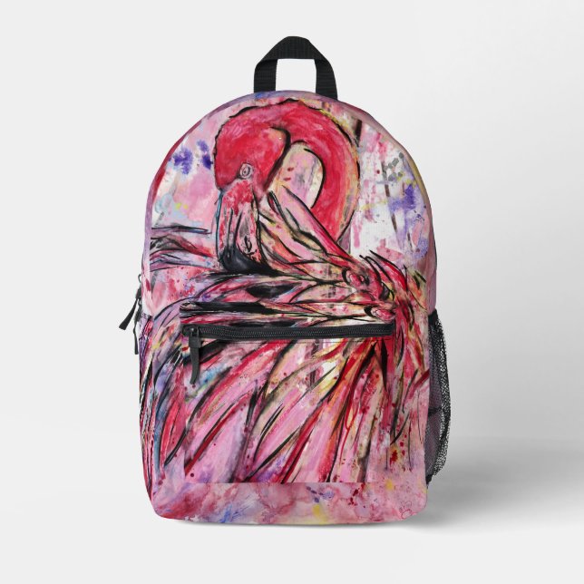 Mochila Impresa Plumes au rose (Anverso)