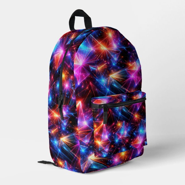 Mochila Impresa Polígono de neón abstracto con explosiones (Esquina izquierda trasera)