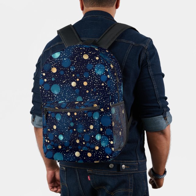 Mochila Impresa Polka-Dot azul y dorado (Insitu (Modelo))