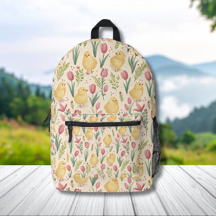 Mochila Impresa Pollitos amarillos lindos de Pascua de antigüedad 