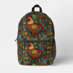Mochila Impresa Pollo del país del boho de los gallos retro de la