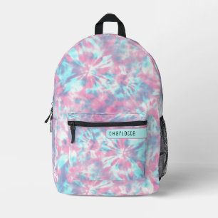Mochila Impresa Polvo de Niña Rosa y Patrón Shibori Azul Eléctrico