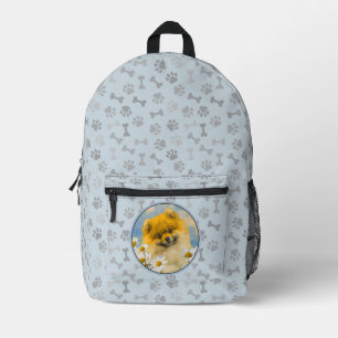 Mochila Impresa Pomerania en pintura de Daisies - Arte de perro or