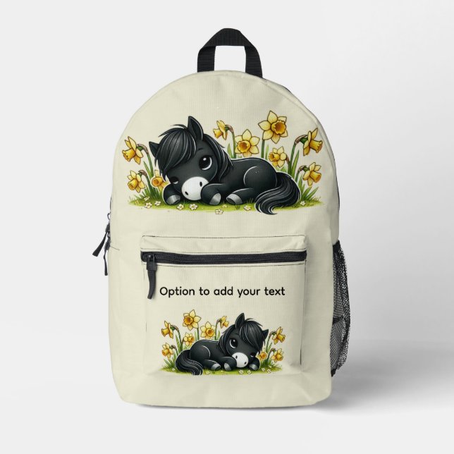 Mochila Impresa Pony y Pétalos (Anverso)