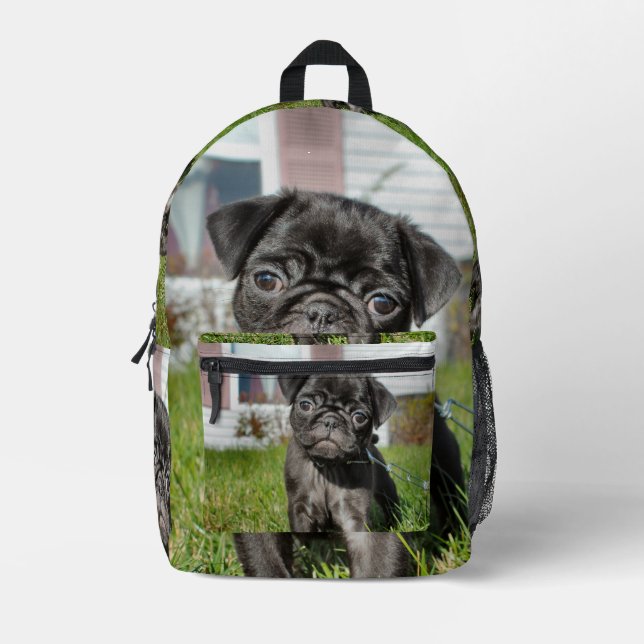 Mochila Impresa Popa de cachorro negro (Anverso)