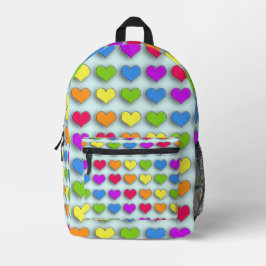 Mochila Impresa Poppin Retro Hearts Divertido Patrón Arcoiris