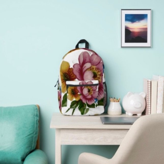 Mochila Impresa Porcelain Inspired Floral (Stylish backpack that can be taken anywhere holidays, to the gym or on a walk.)
