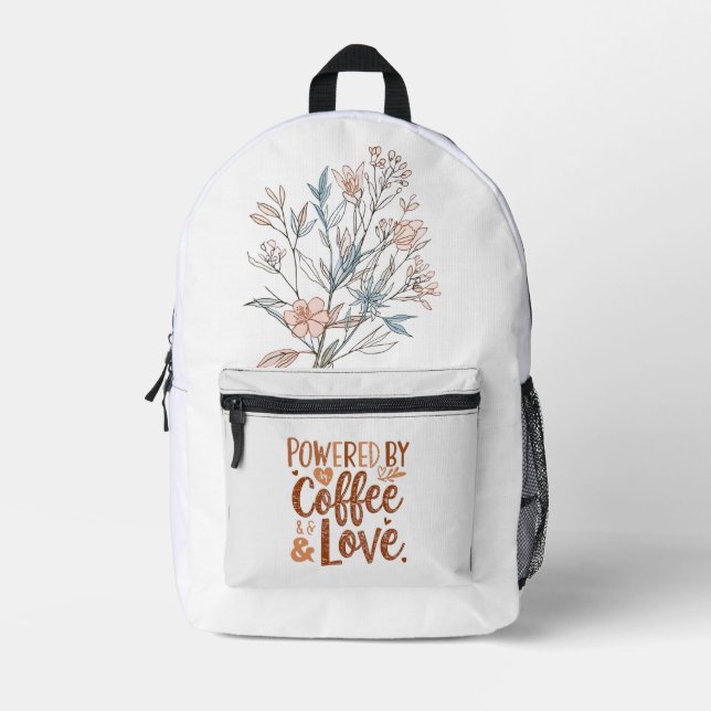 Mochila Impresa Powered by Coffee & Love – Cute Mom Life Design (Anverso)